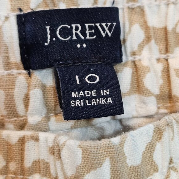 J. Crew Womens Cheeta Print Pants Size 10 Pull On Linen Cotton Blend Tan White - Picture 4 of 10